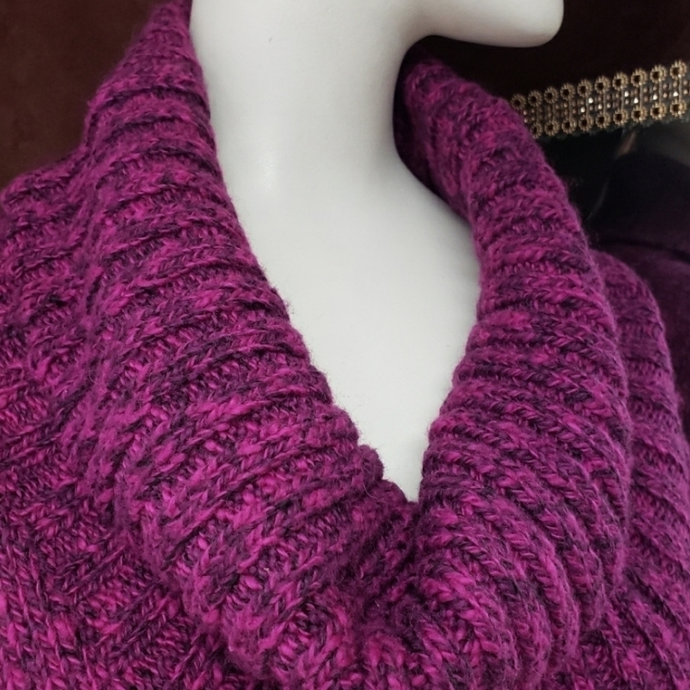 INC International Purple & Black Knit Mini Sweater Dress Cowl Neck - Picture 5 of 8